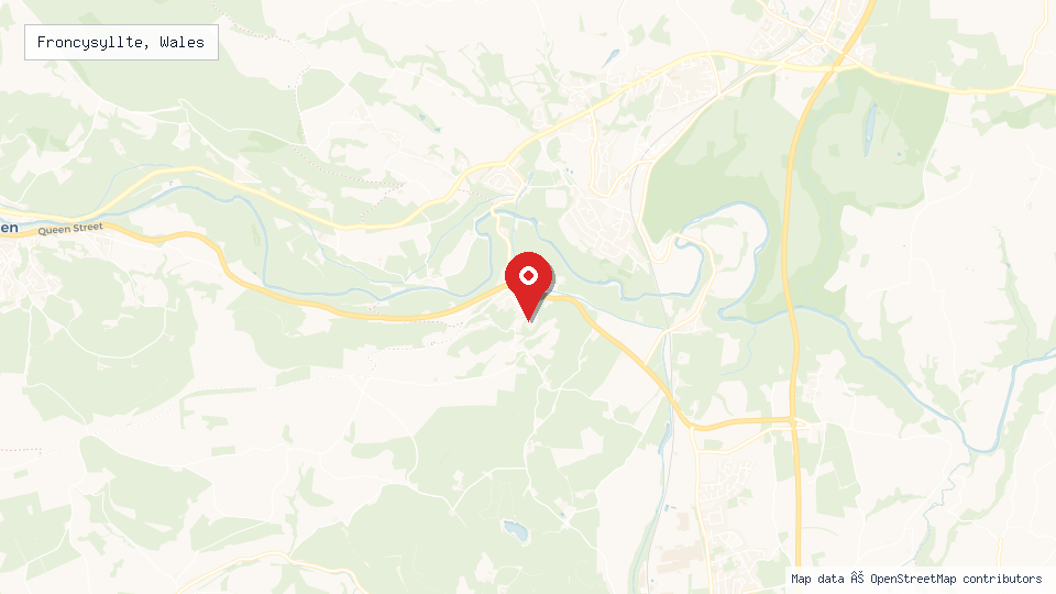 Street map of Froncysyllte, Wales with location pin