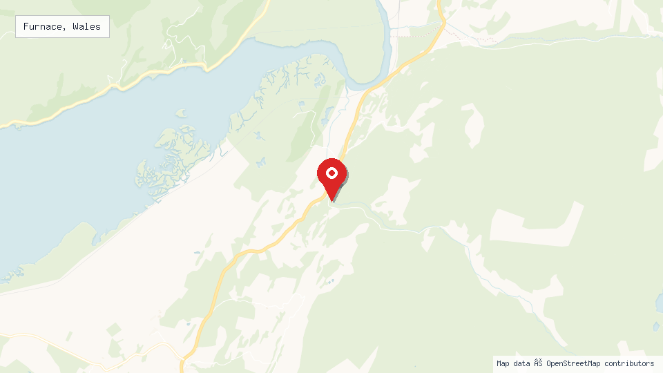 Street map of Furnace, Wales with location pin