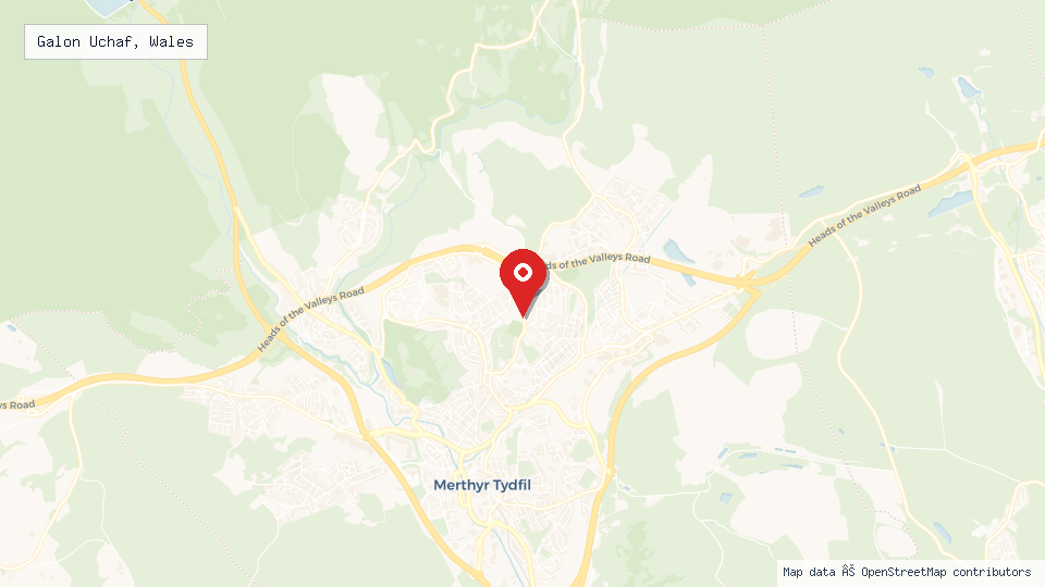 Street map of Galon Uchaf, Wales with location pin
