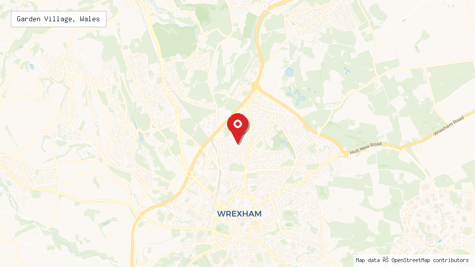 Street map of Garden Village, Wales with location pin