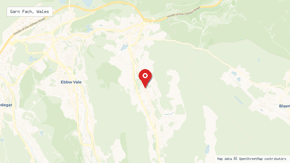 Street map of Garn Fach, Wales with location pin