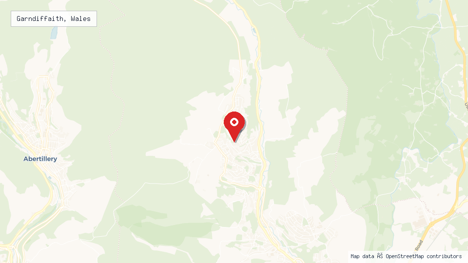 Street map of Garndiffaith, Wales with location pin