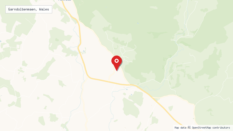 Street map of Garndolbenmaen, Wales with location pin