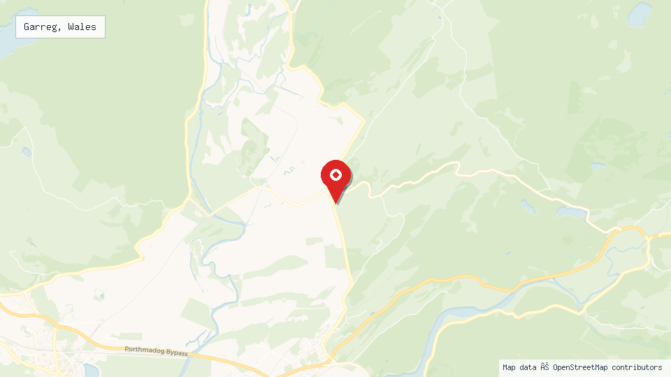 Street map of Garreg, Wales with location pin