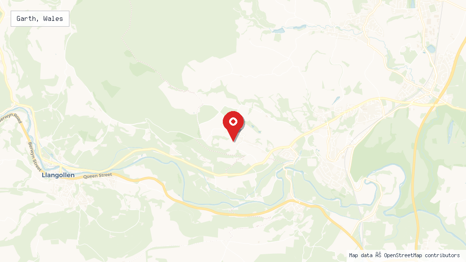 Street map of Garth, Wales with location pin