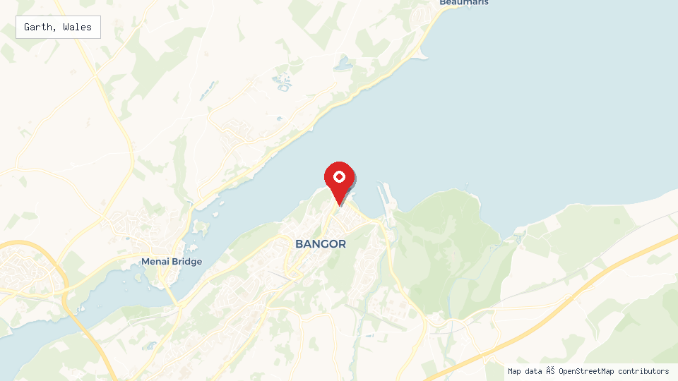 Street map of Garth, Wales with location pin