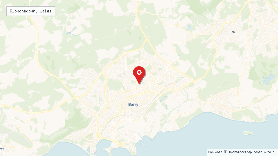 Street map of Gibbonsdown, Wales with location pin