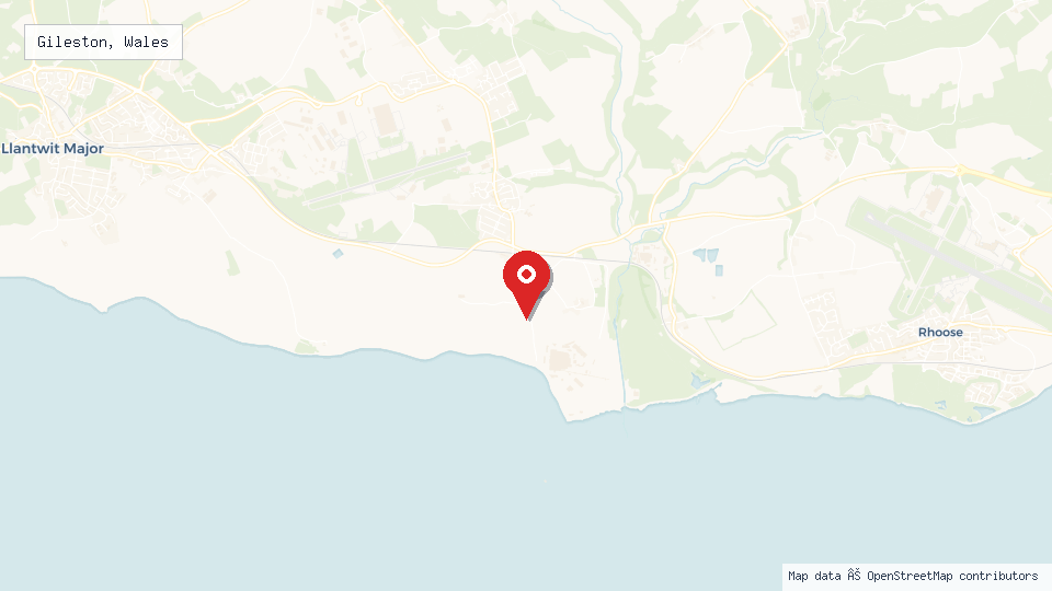 Street map of Gileston, Wales with location pin