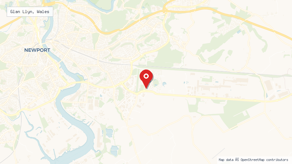 Street map of Glan Llyn, Wales with location pin