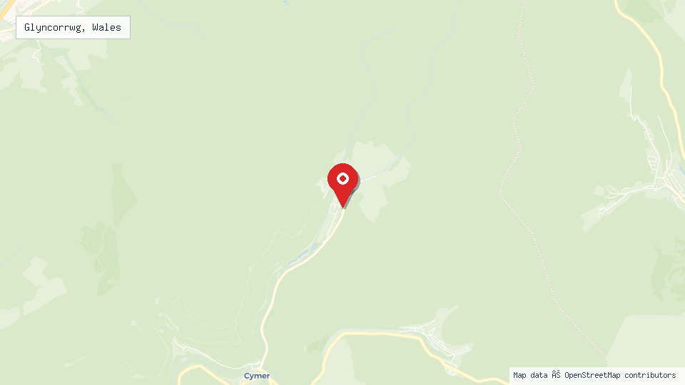Street map of Glyncorrwg, Wales with location pin