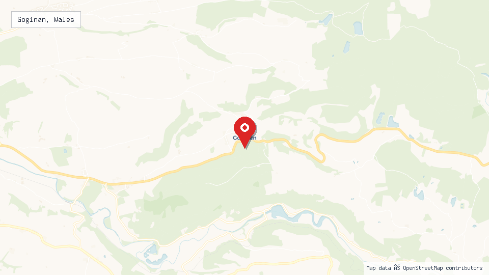 Street map of Goginan, Wales with location pin