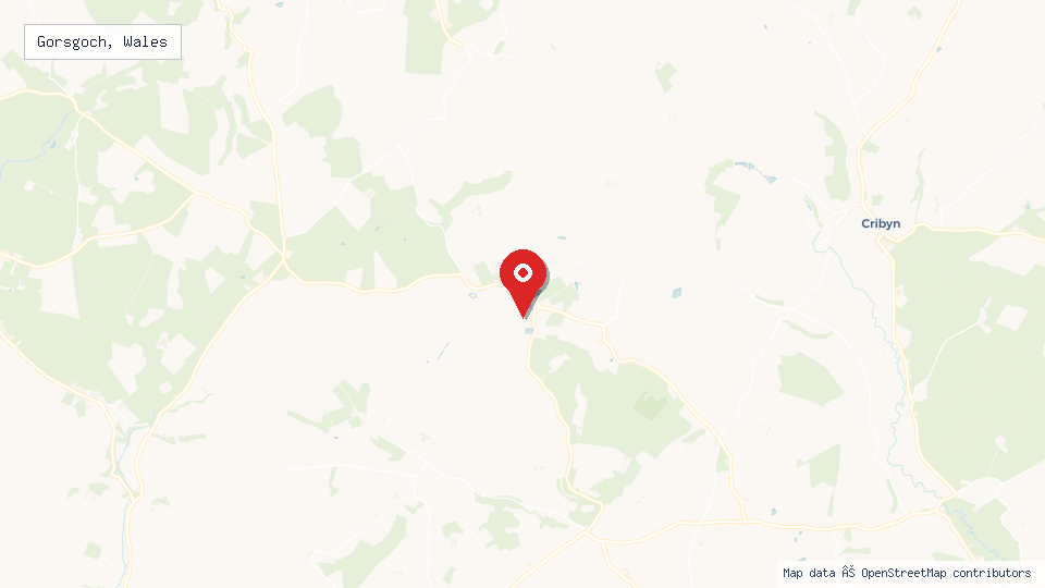 Street map of Gorsgoch, Wales with location pin