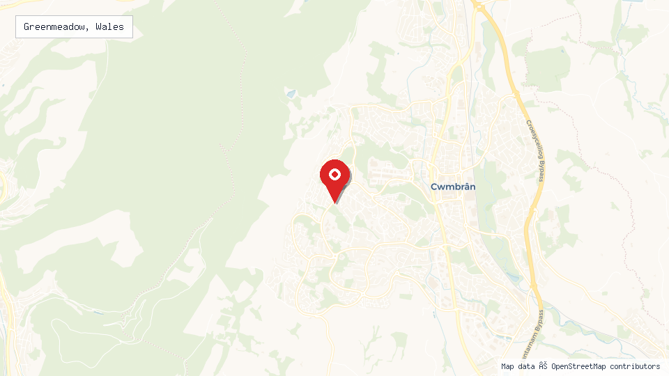 Street map of Greenmeadow, Wales with location pin
