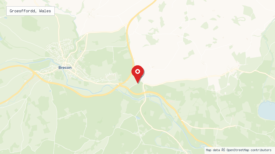 Street map of Groesffordd, Wales with location pin