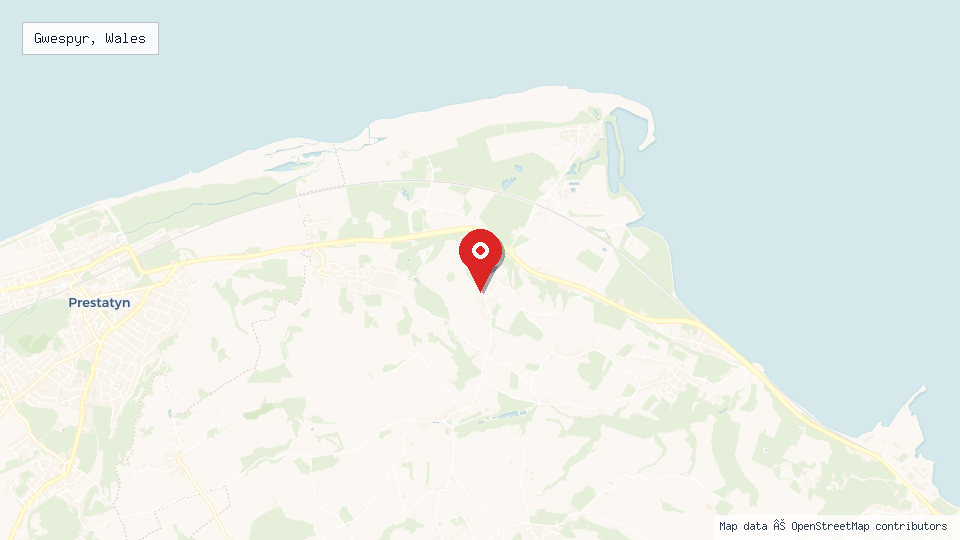 Street map of Gwespyr, Wales with location pin