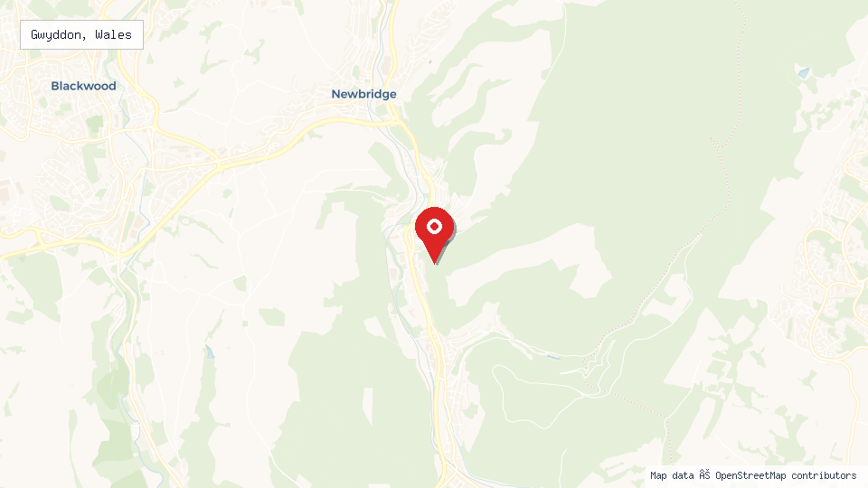 Street map of Gwyddon, Wales with location pin