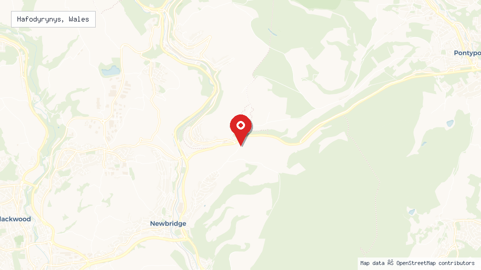 Street map of Hafodyrynys, Wales with location pin
