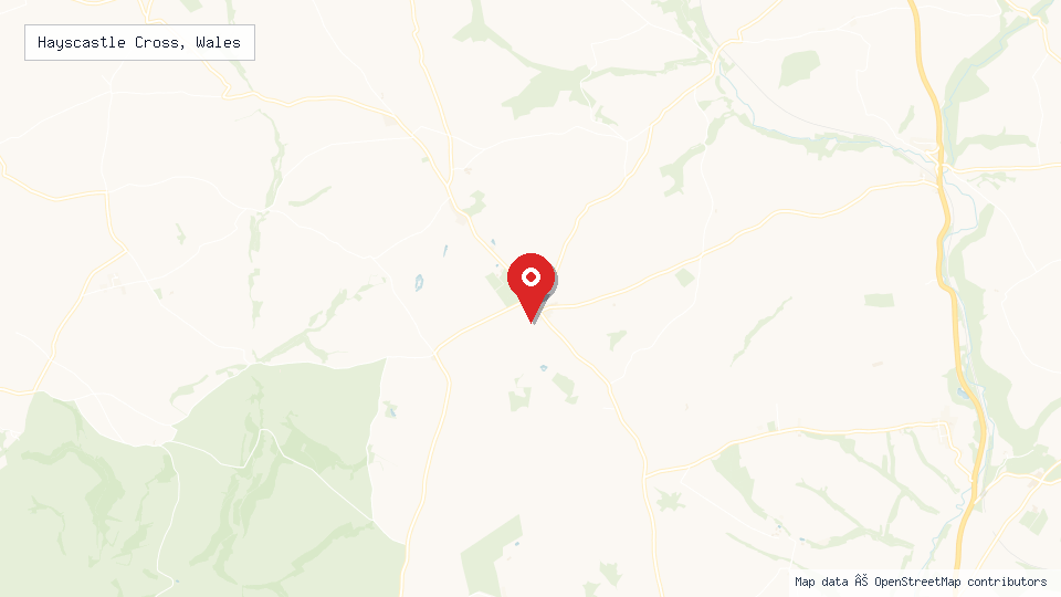 Street map of Hayscastle Cross, Wales with location pin