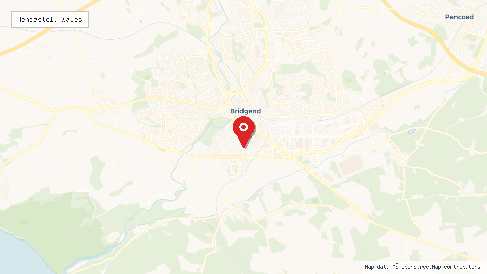 Street map of Hencastel, Wales with location pin