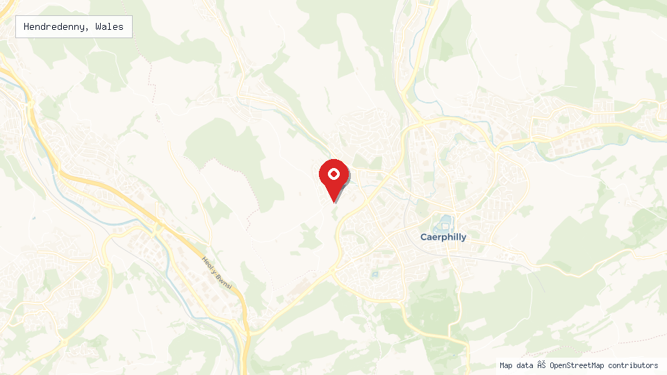 Street map of Hendredenny, Wales with location pin