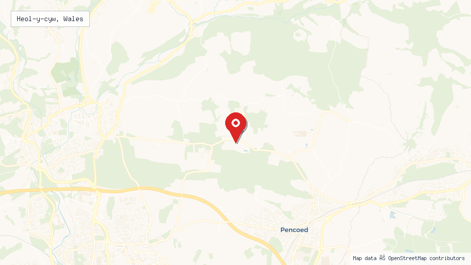 Street map of Heol-y-cyw, Wales with location pin