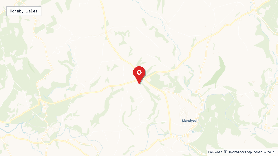 Street map of Horeb, Wales with location pin