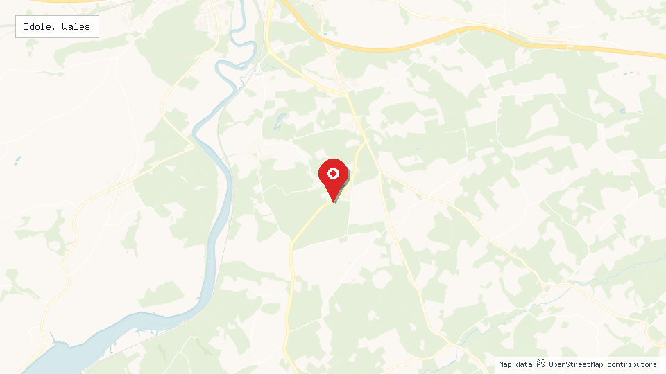 Street map of Idole, Wales with location pin