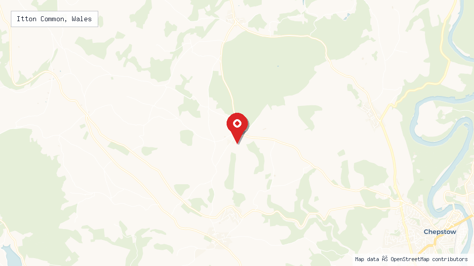 Street map of Itton Common, Wales with location pin