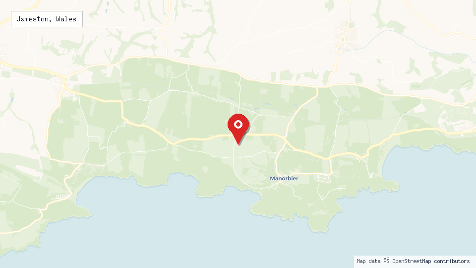 Street map of Jameston, Wales with location pin