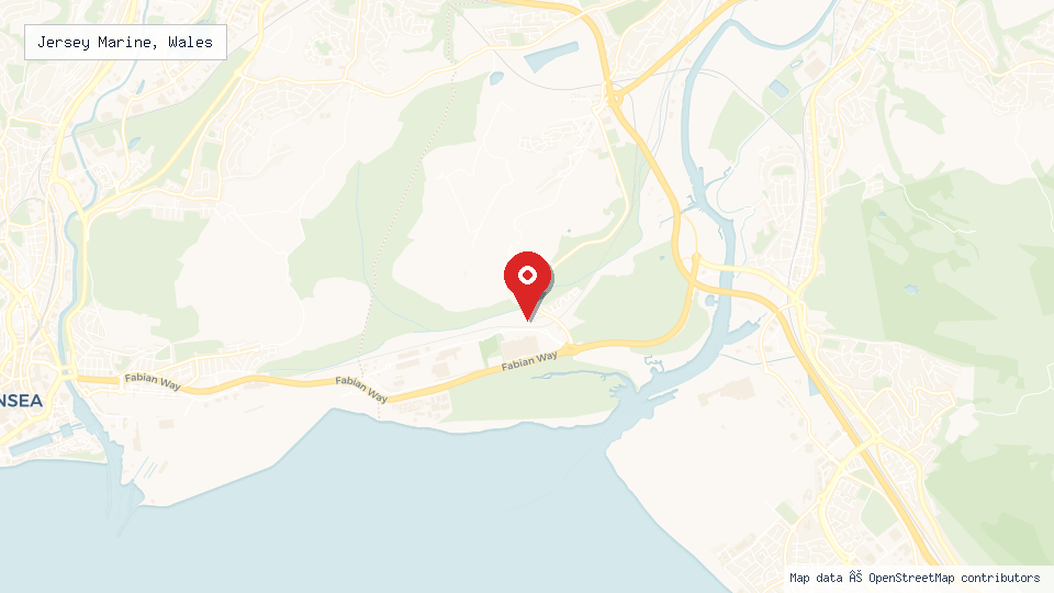 Street map of Jersey Marine, Wales with location pin