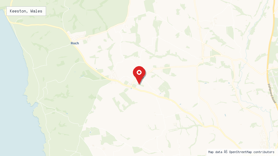 Street map of Keeston, Wales with location pin