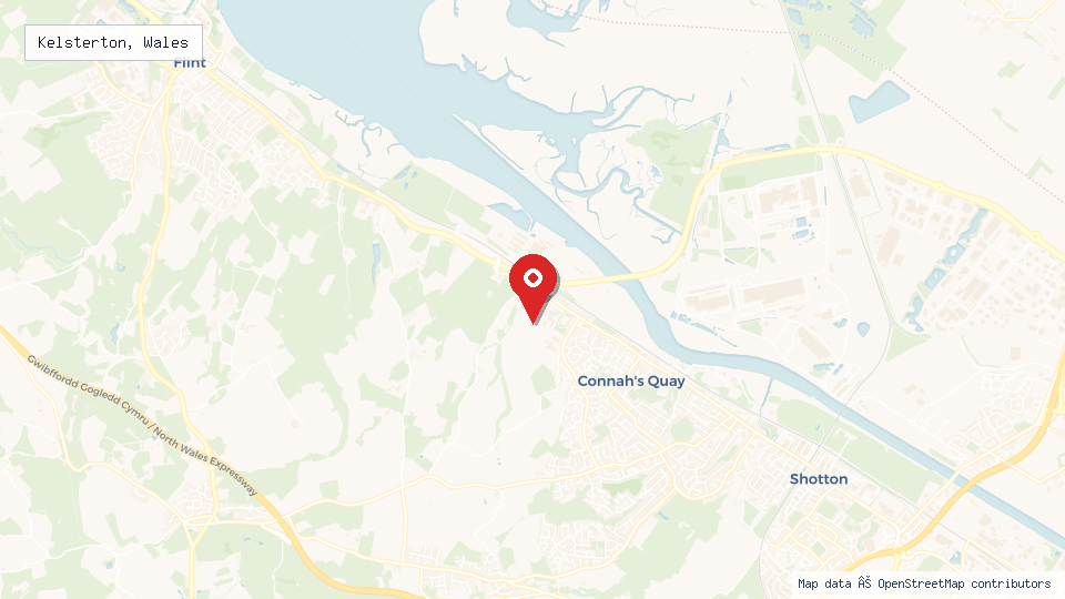 Street map of Kelsterton, Wales with location pin