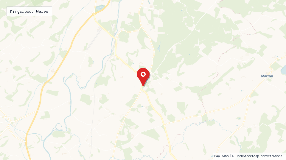 Street map of Kingswood, Wales with location pin