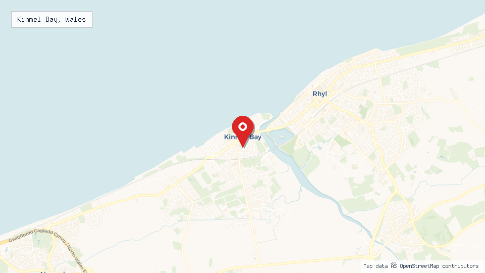 Street map of Kinmel Bay, Wales with location pin