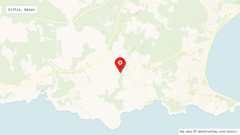 Street map of Kittle, Wales with location pin