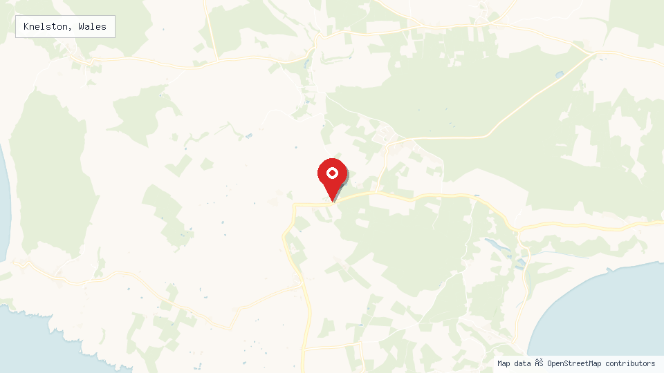 Street map of Knelston, Wales with location pin