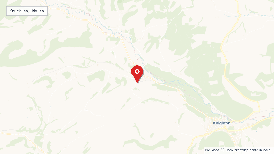 Street map of Knucklas, Wales with location pin
