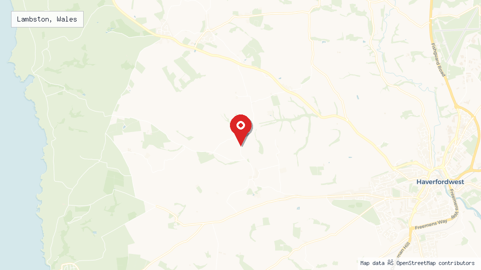 Street map of Lambston, Wales with location pin