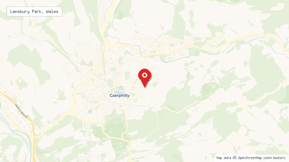 Street map of Lansbury Park, Wales with location pin