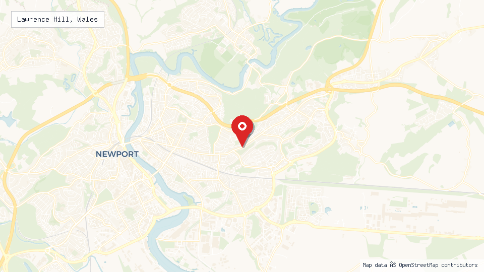 Street map of Lawrence Hill, Wales with location pin