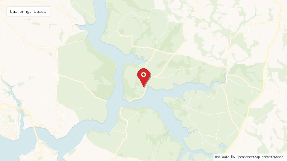Street map of Lawrenny, Wales with location pin