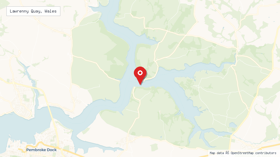 Street map of Lawrenny Quay, Wales with location pin