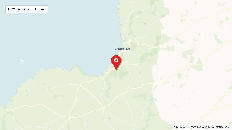 Street map of Little Haven, Wales with location pin
