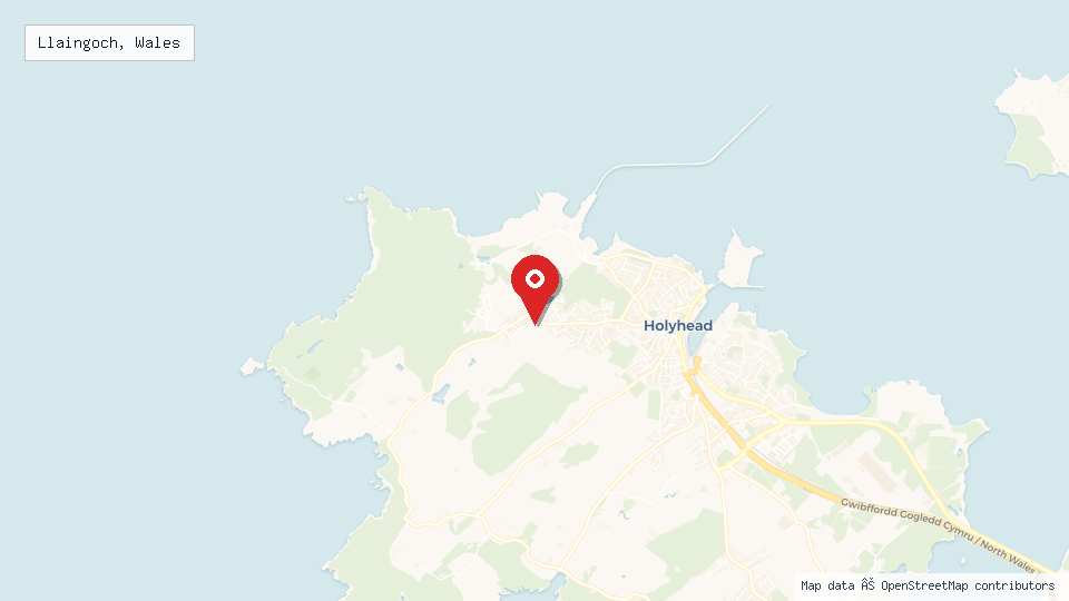 Street map of Llaingoch, Wales with location pin