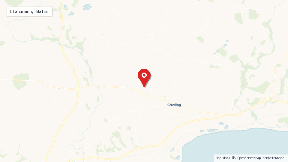 Street map of Llanarmon, Wales with location pin