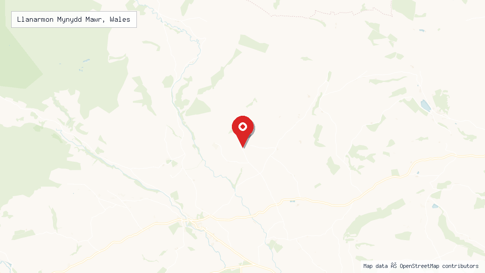 Street map of Llanarmon Mynydd Mawr, Wales with location pin