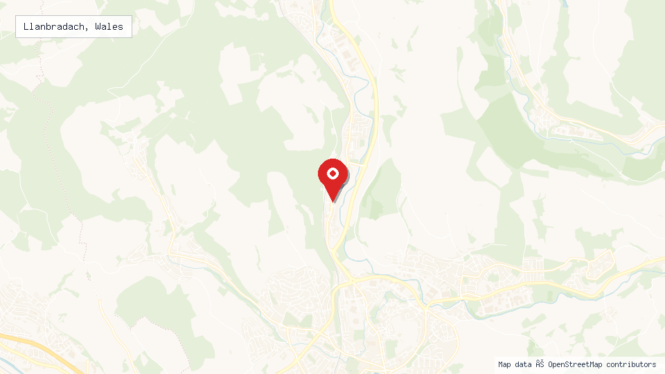 Street map of Llanbradach, Wales with location pin