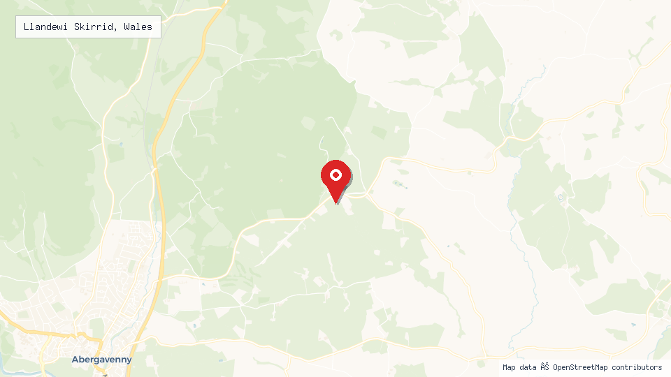 Street map of Llandewi Skirrid, Wales with location pin