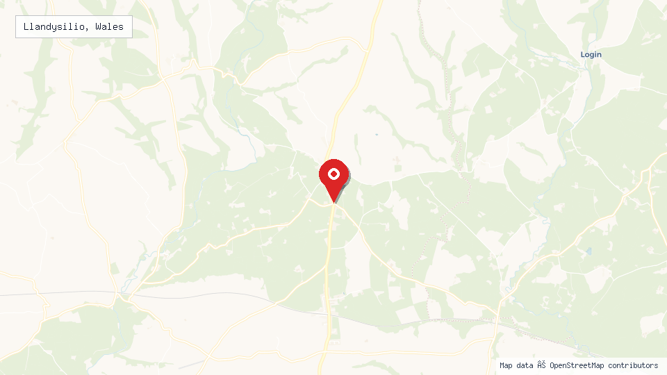 Street map of Llandysilio, Wales with location pin