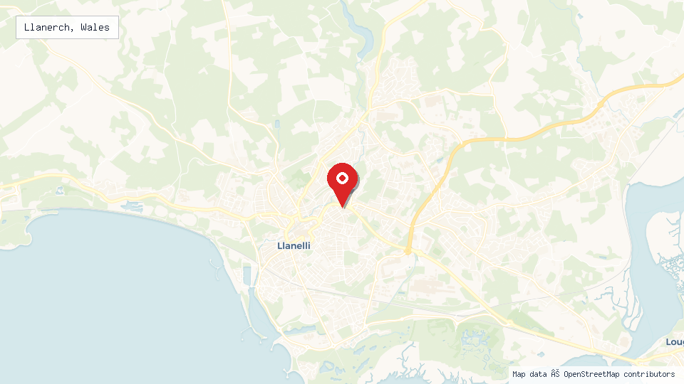 Street map of Llanerch, Wales with location pin